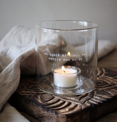 Ljuslykta - Du Duger Så Himla Bra från Majas Cottage i glas