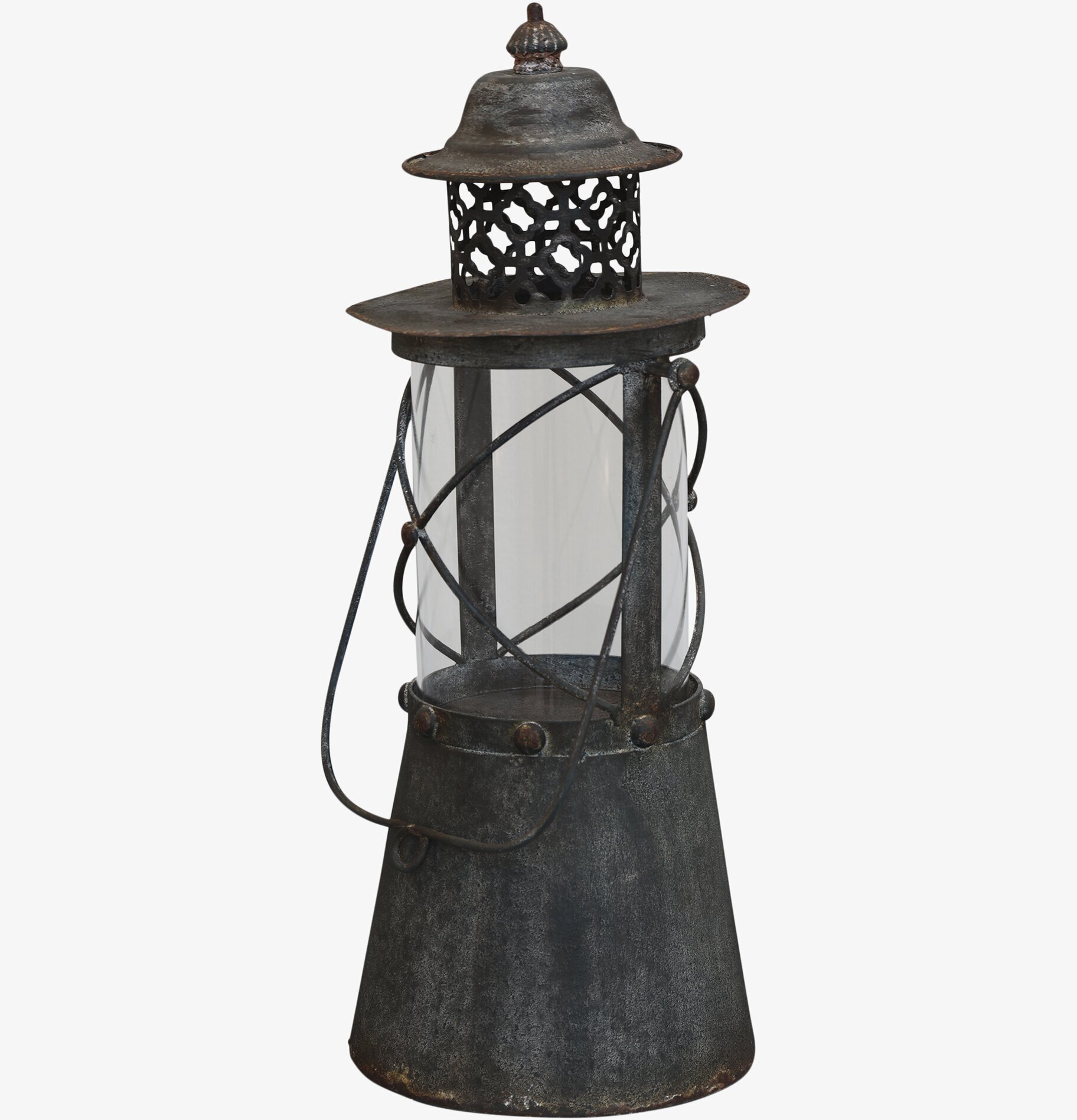 Gl. Lanterna L från Chic Antique, rustik metall och glas