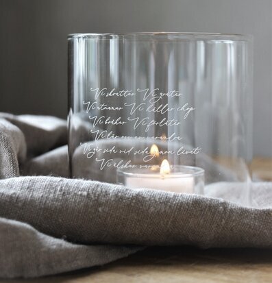 Ljuslykta - Vi från Majas Cottage på grovt tygstycke