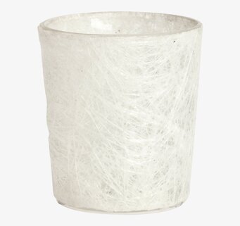 Bild av stilren kritvit glasfiberlykta med unik struktur