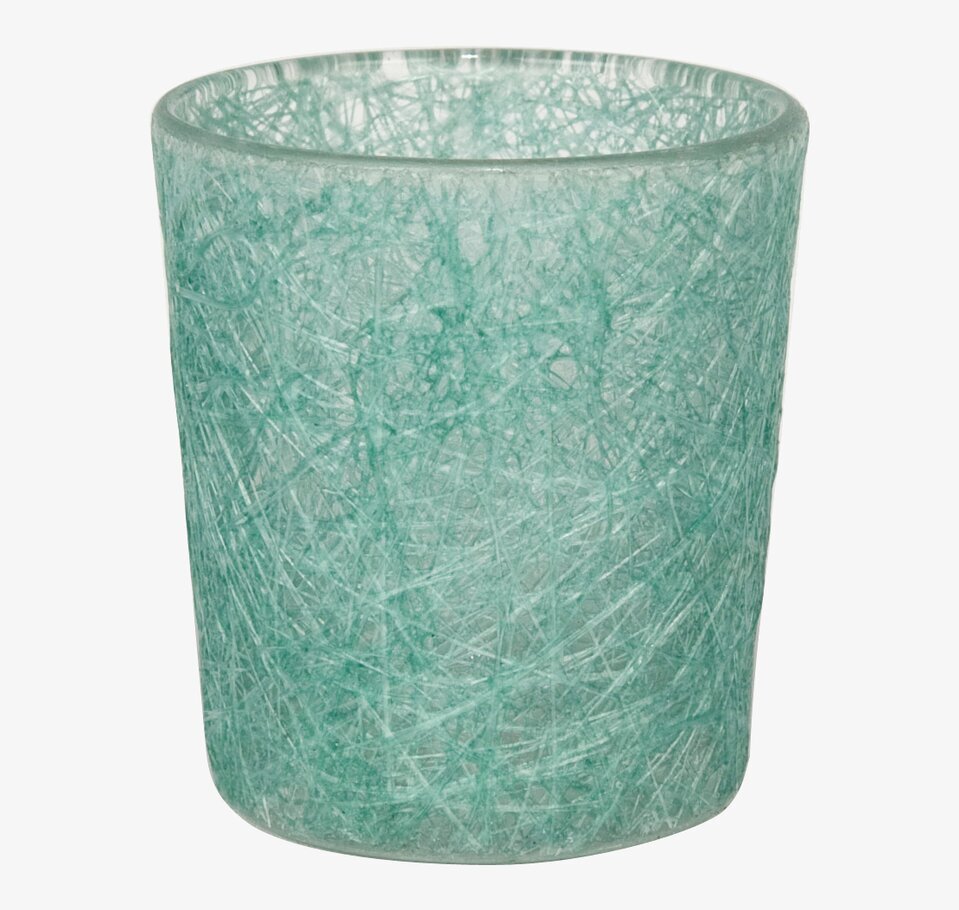 Bild av oceangrön glasfiberlykta med intrikat mönster