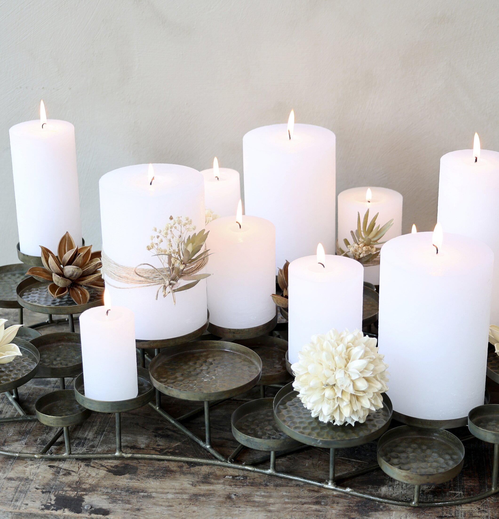 Ljusstake Blockljus 30 Hållare Antik Mässing från Chic Antique