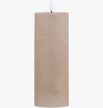 Bild av tidlös ljuslykta med LED-ljus och linnestruktur