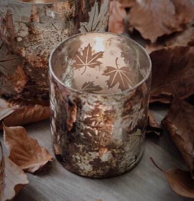 Ljuslykta Autumn Leaves Liten från Majas Cottage i glas