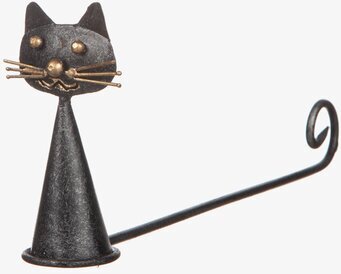 Foto av unik ljussläckare med kattansikte i plåt