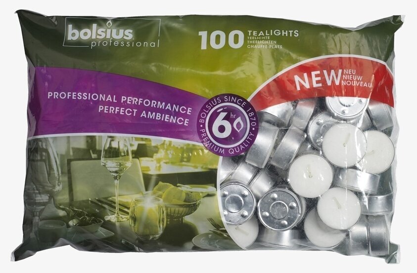 Bolsius Värmeljus 100 st i genomskinlig plastförpackning