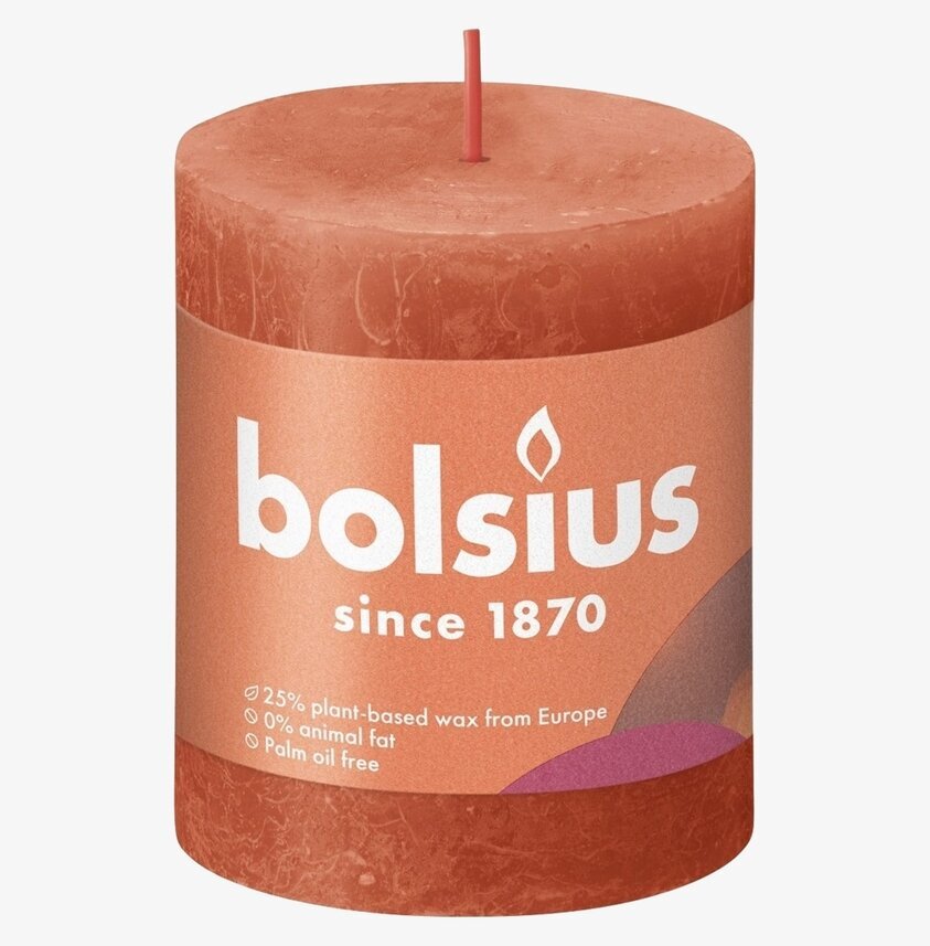 Blockljus 8cm Earthy Orange från Bolsius i jordnära ton