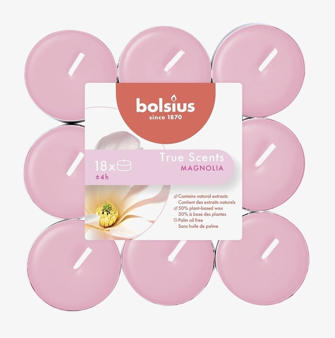 Värmeljus True Scents - Magnolia från Bolsius förpackning