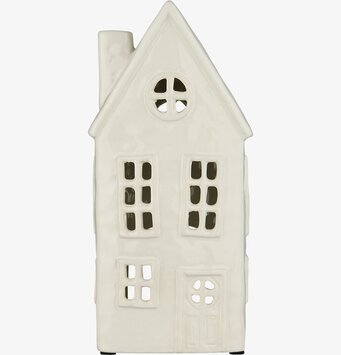 Ljuslykta Hus Runt Fönster Creme från IB Laursen i keramik
