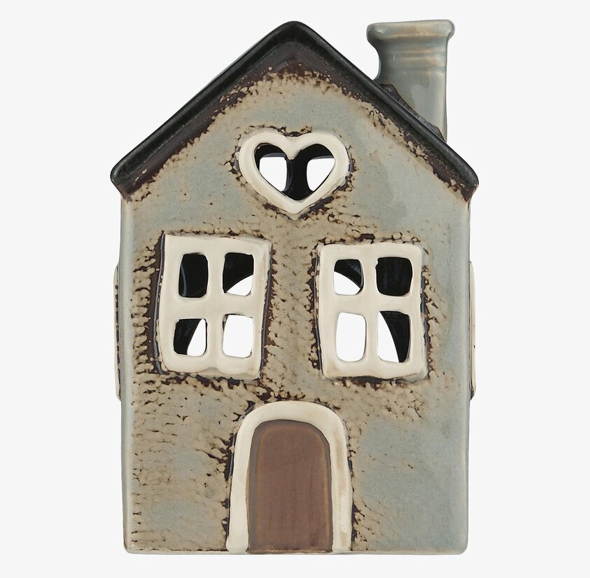 Ljuslykta Hus Grå från IB Laursen, keramik, grå nyanser