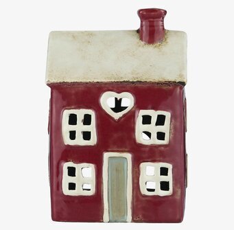 Ljuslykta Hus 4 Fönster Röd från IB Laursen i keramik