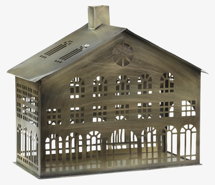 Ljuslykta Hus #6 Antik Mässing från Chic Antique