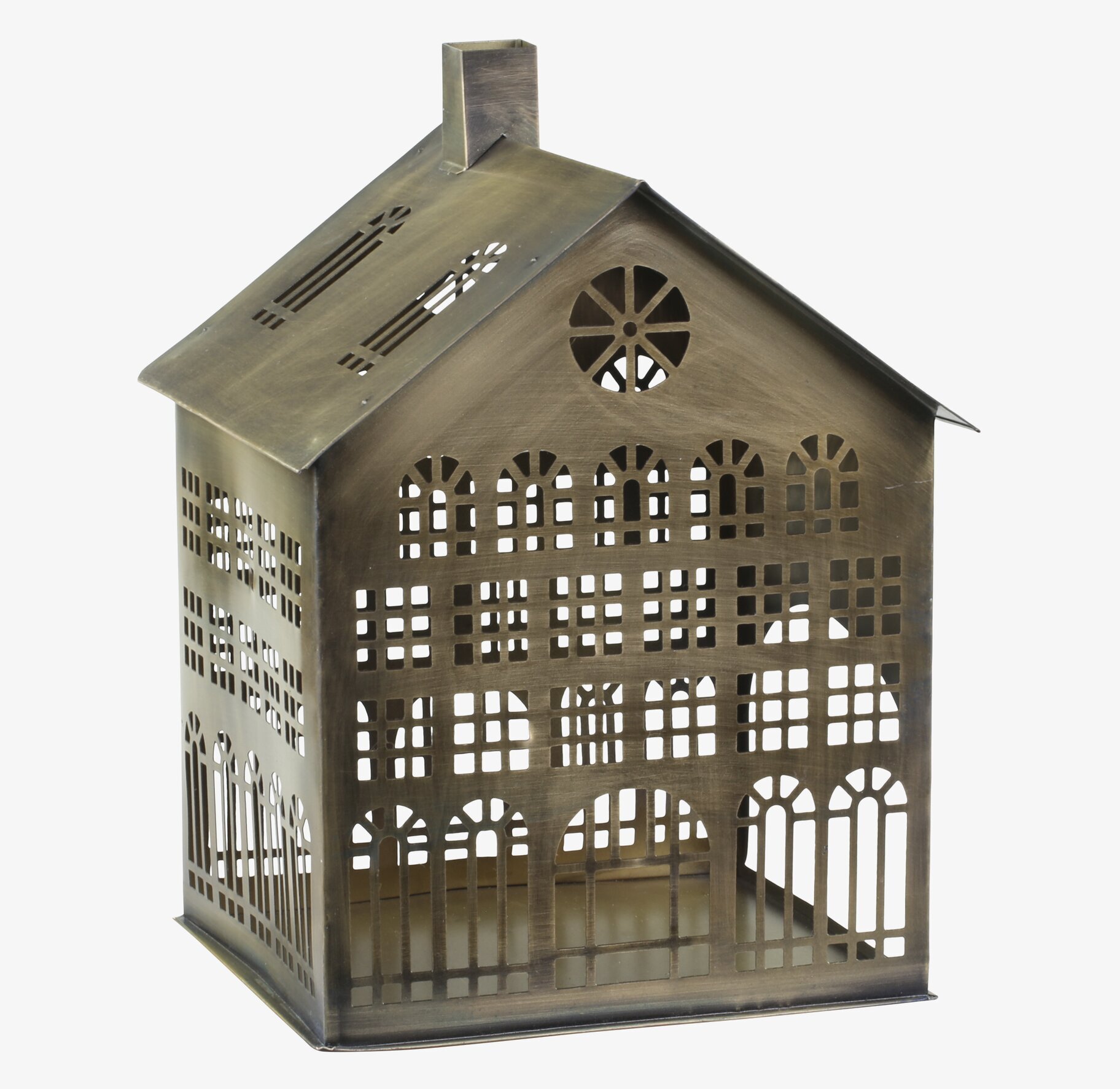 Ljuslykta Hus #7 Antik Mässing från Chic Antique i studio