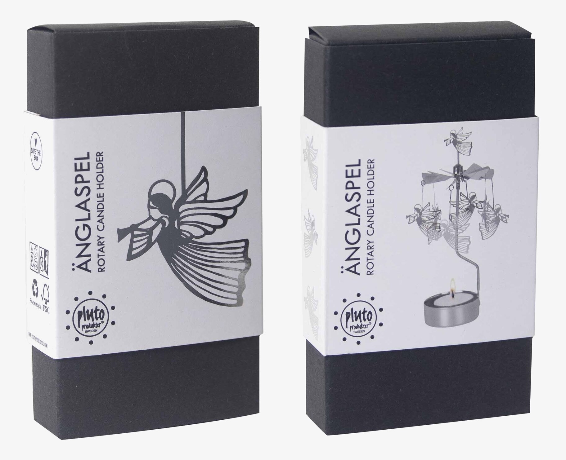 Bild av elegant förpackning för änglaspel i silver