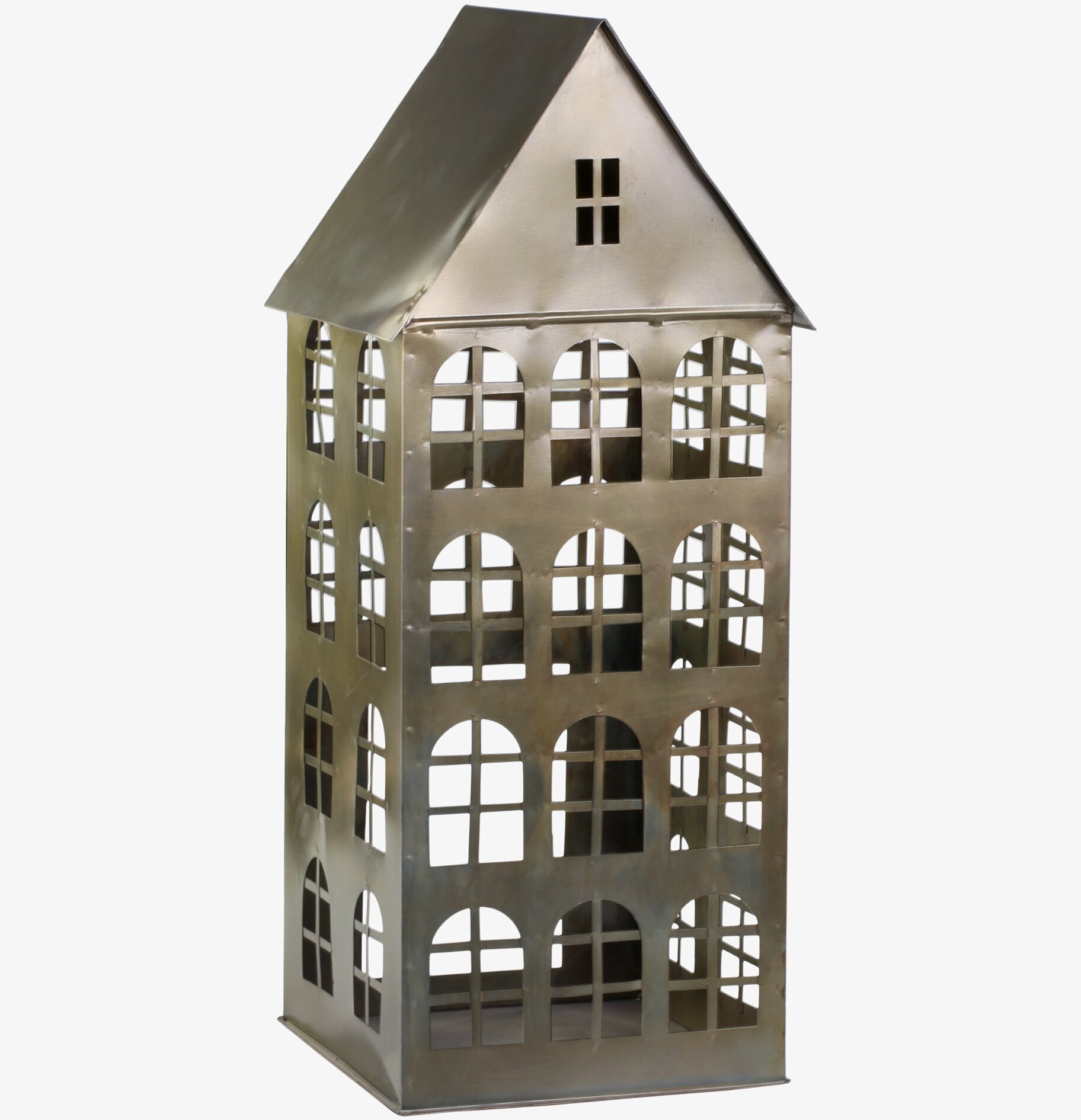 Ljuslykta Hus #9 Antik Mässing från Chic Antique