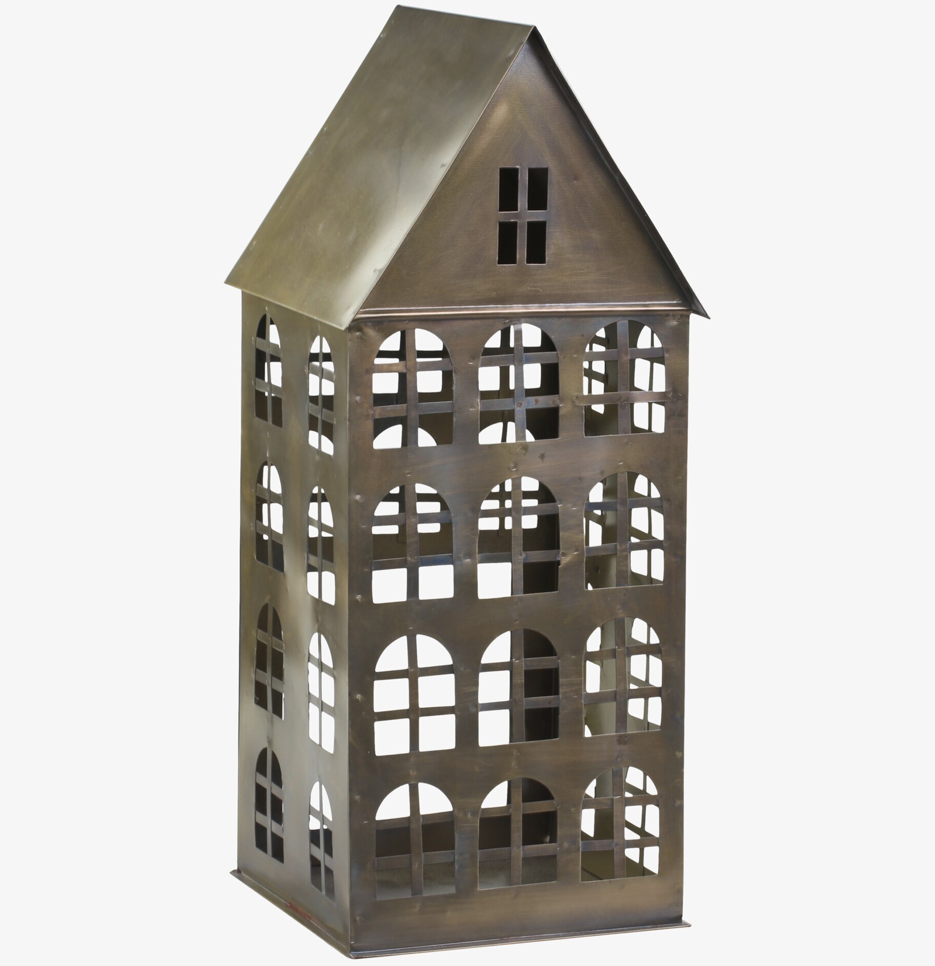 Ljuslykta Hus #8 Antik Mässing från Chic Antique i metall