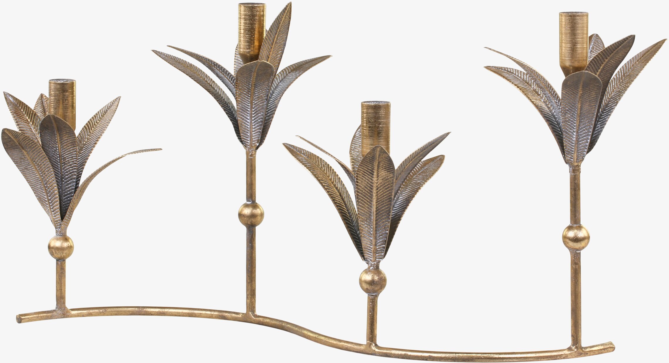 Ljusstake Bladdekor Antik Mässing från Chic Antique