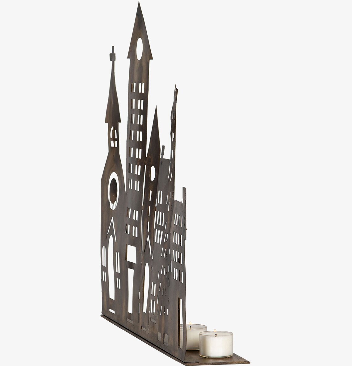 Hus Siluett Antik Brun från A Lot Decoration med tända ljus