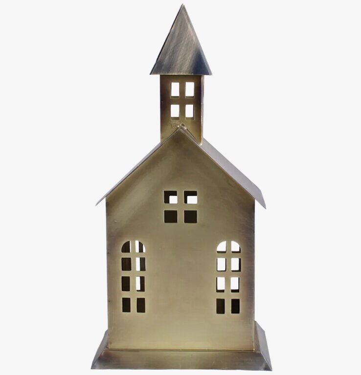 Kyrka Antik Mässing från Strömshaga, detaljrik prydnad