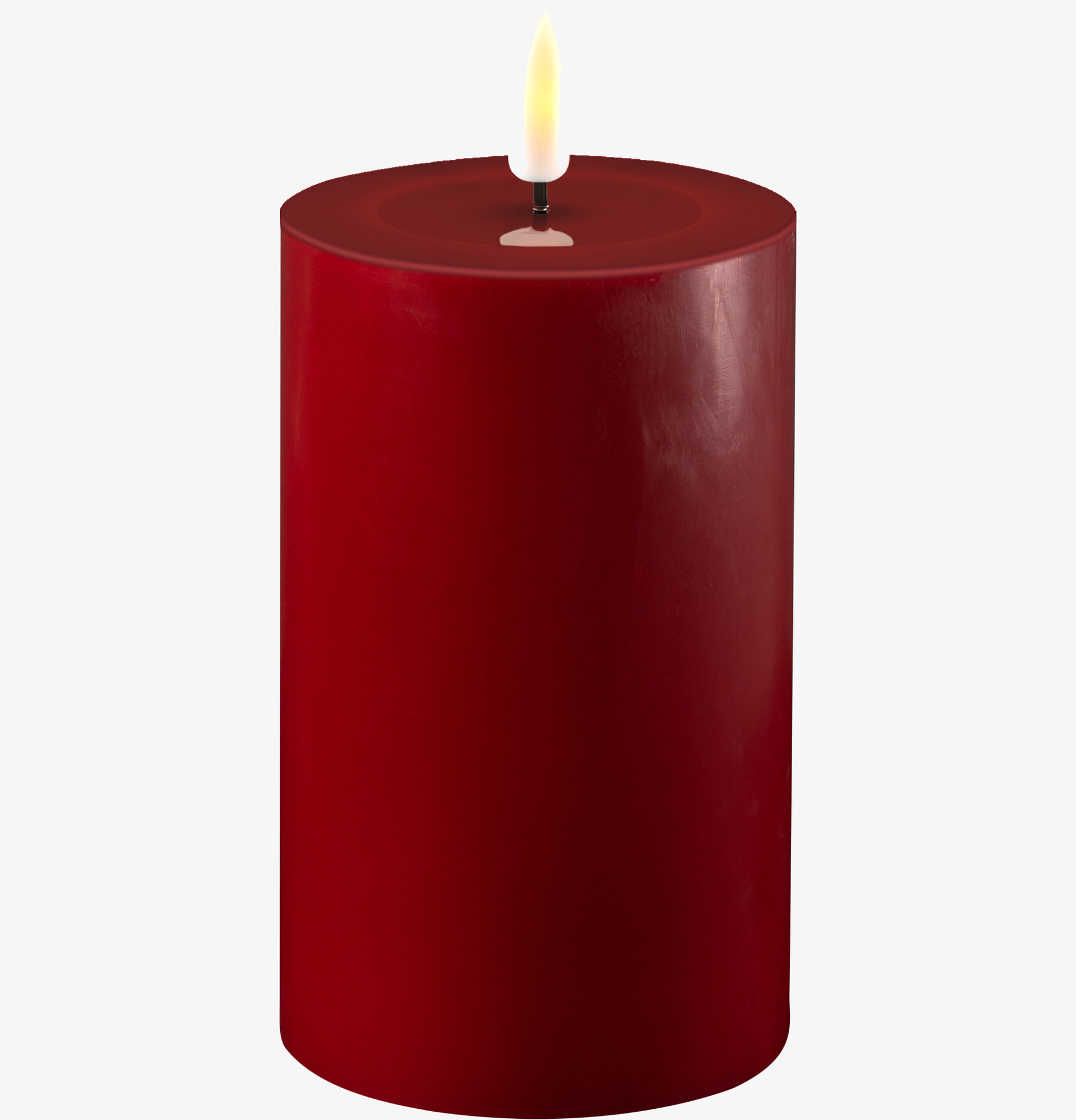 Bild av elegant röd LED-ljuslykta med realistisk låga