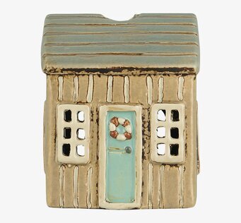 Ljuslykta Løkken Beige/Turkos från IB Laursen i keramik