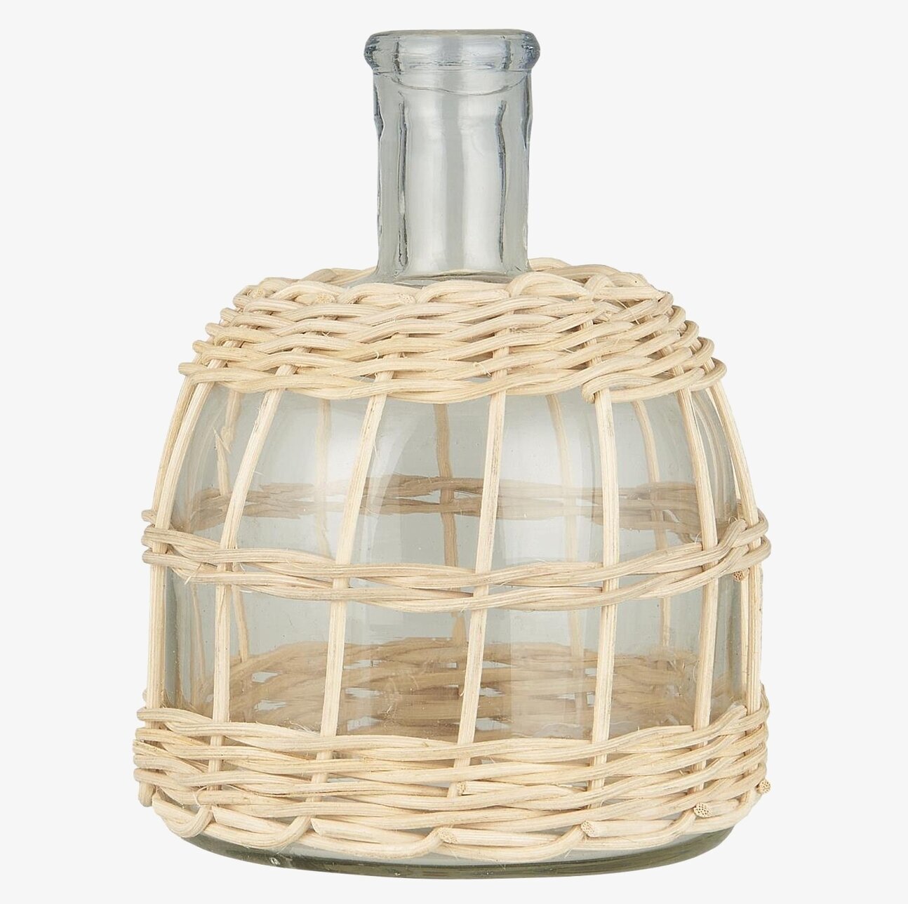 Bild av unik ljuslykta med glas och rottingdesign