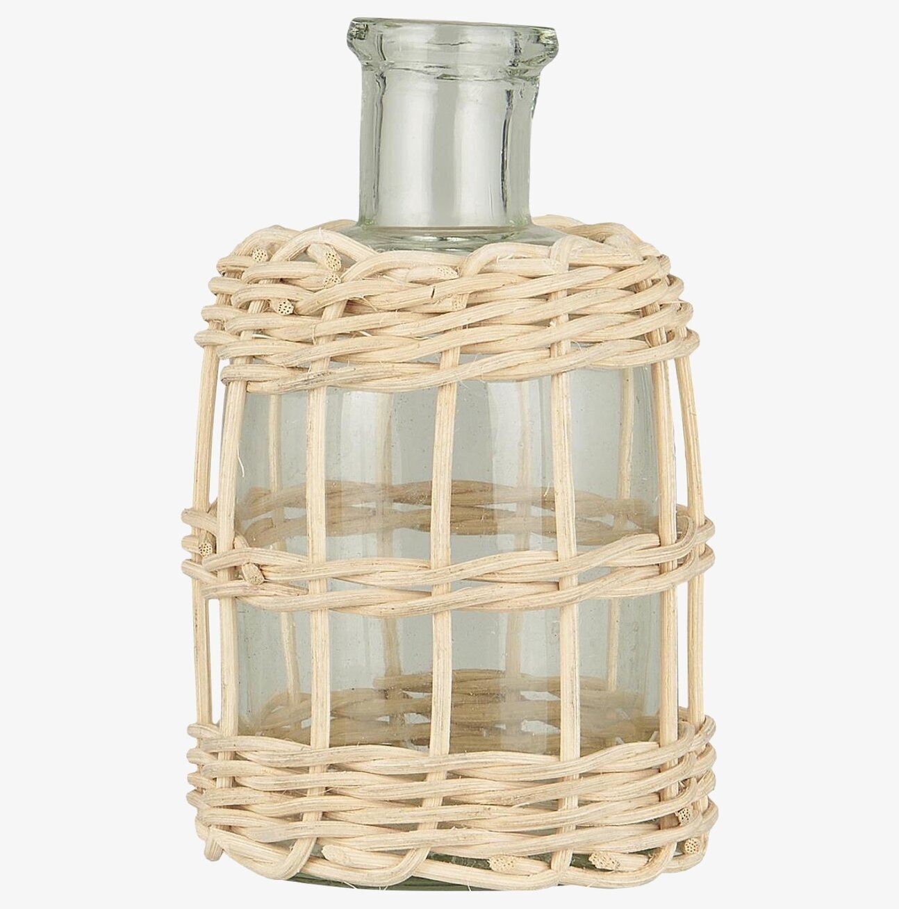 Bild av ljuslykta i apotekarglas och rottingdesign