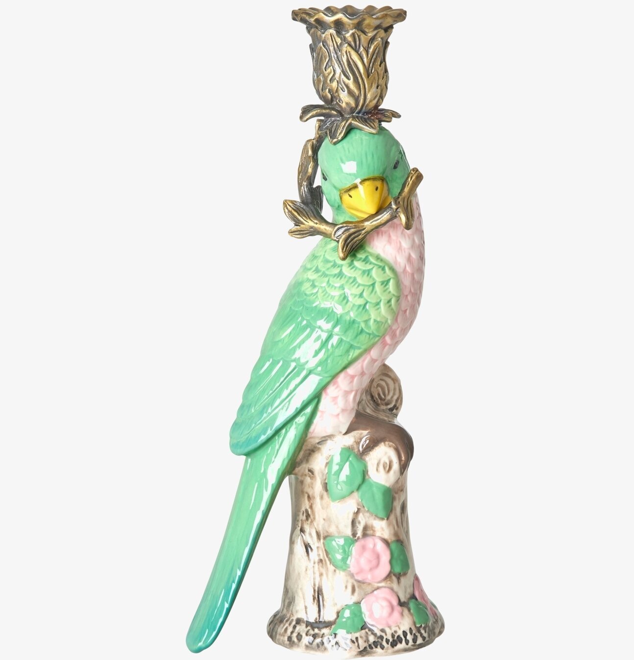 Bild av unik grön papegojljusstake i keramik