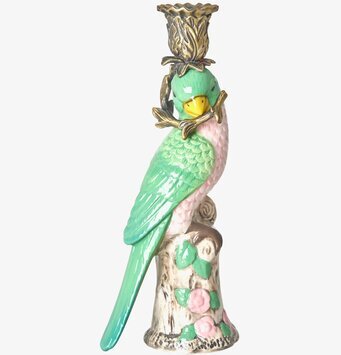 Bild av unik grön papegojljusstake i keramik