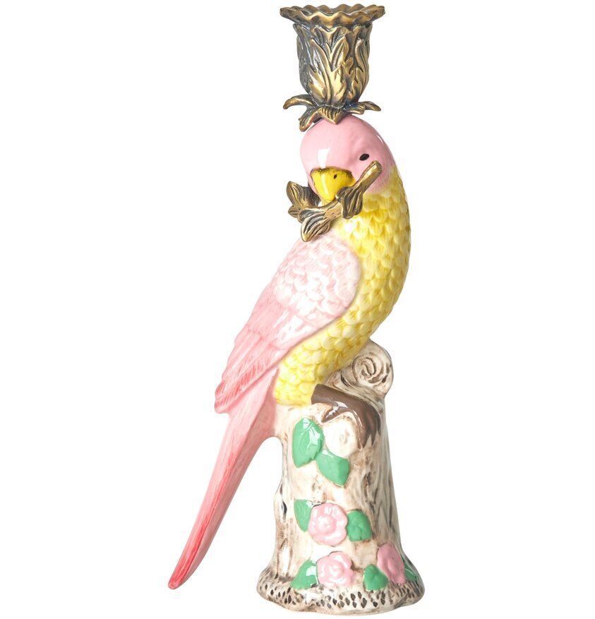 Ljusstake Keramik Fågel Rosa från Rice med detaljerad design