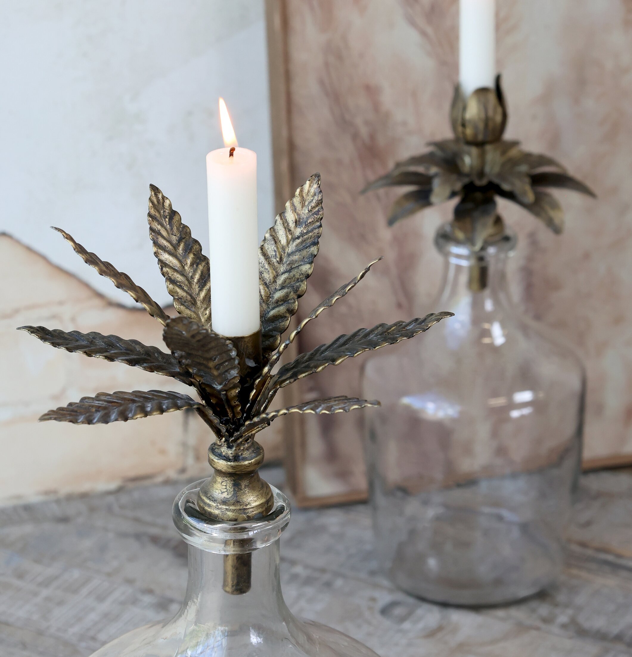 Ljushållare Blad Flaska Antik Mässing från Chic Antique