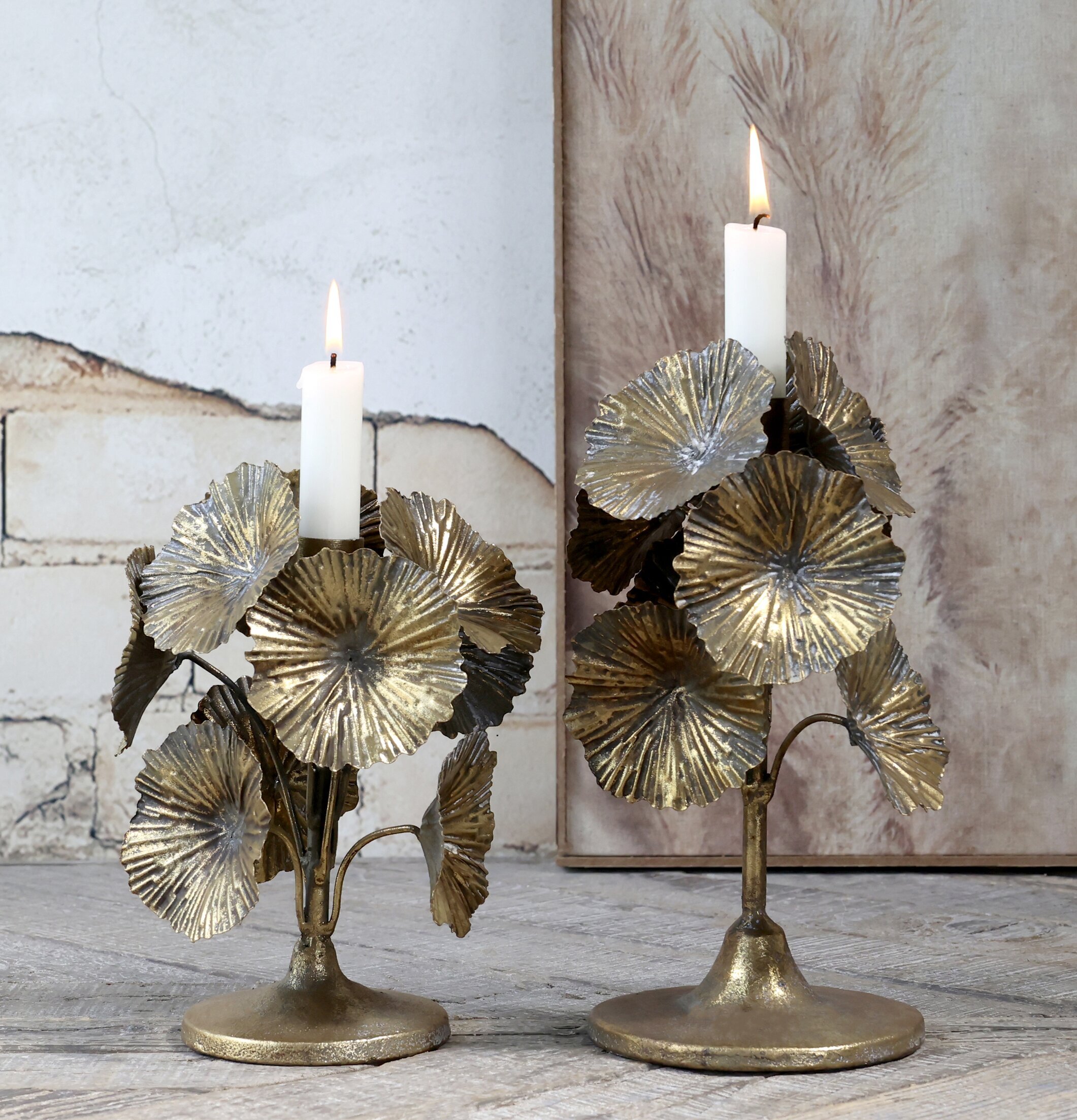 Ljusstake Blomster Antik Mässing Liten från Chic Antique