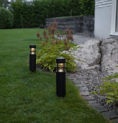 Bild av solcellsbelysning i harmonisk trädgårdsmiljö