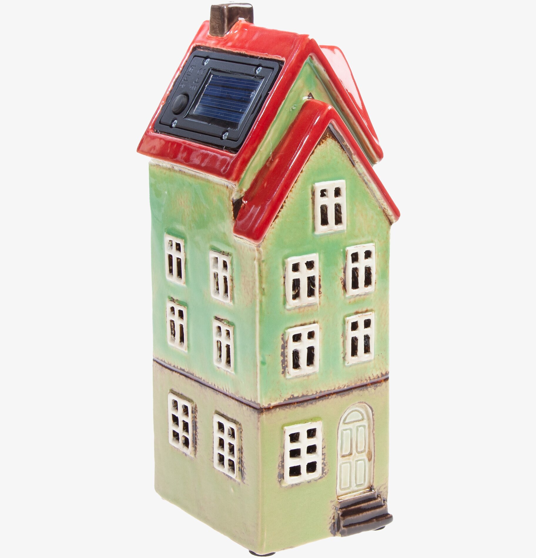 Bild av ljuslykta i form av ett hus med solpanel
