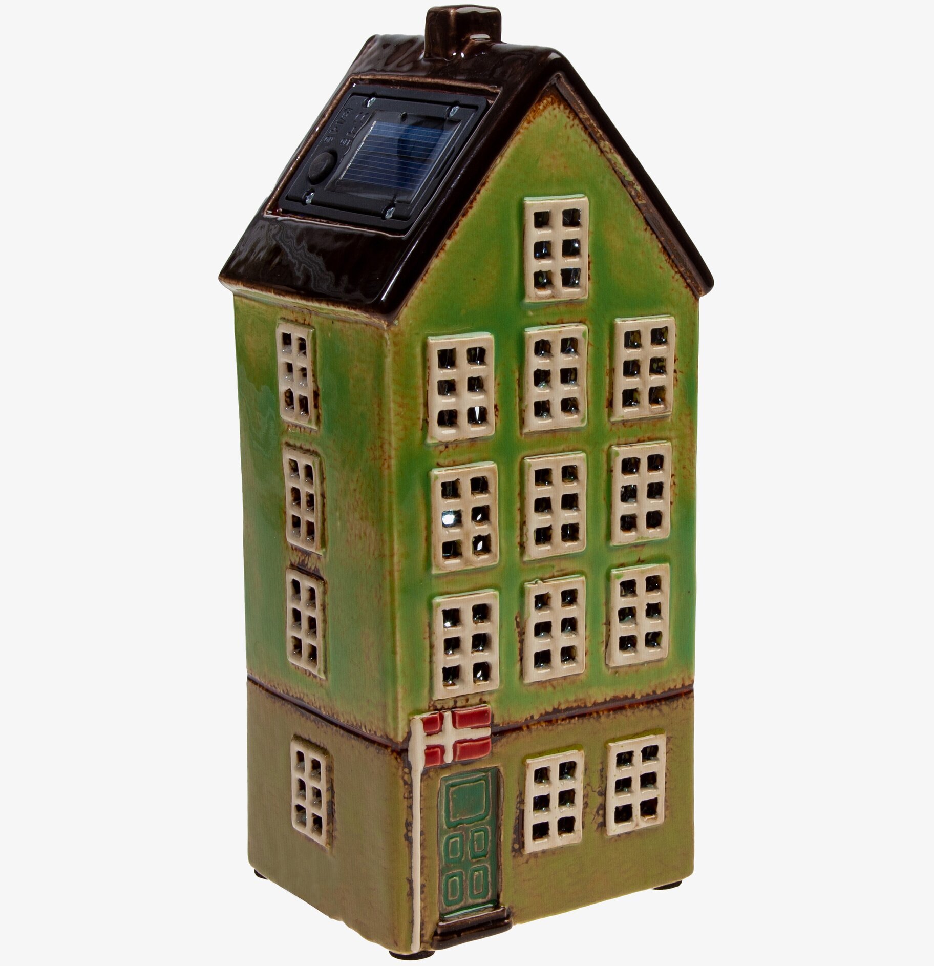 Bild av charmigt husformat solcellslykta i keramik