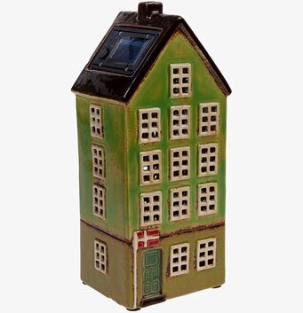 Bild av charmigt husformat solcellslykta i keramik