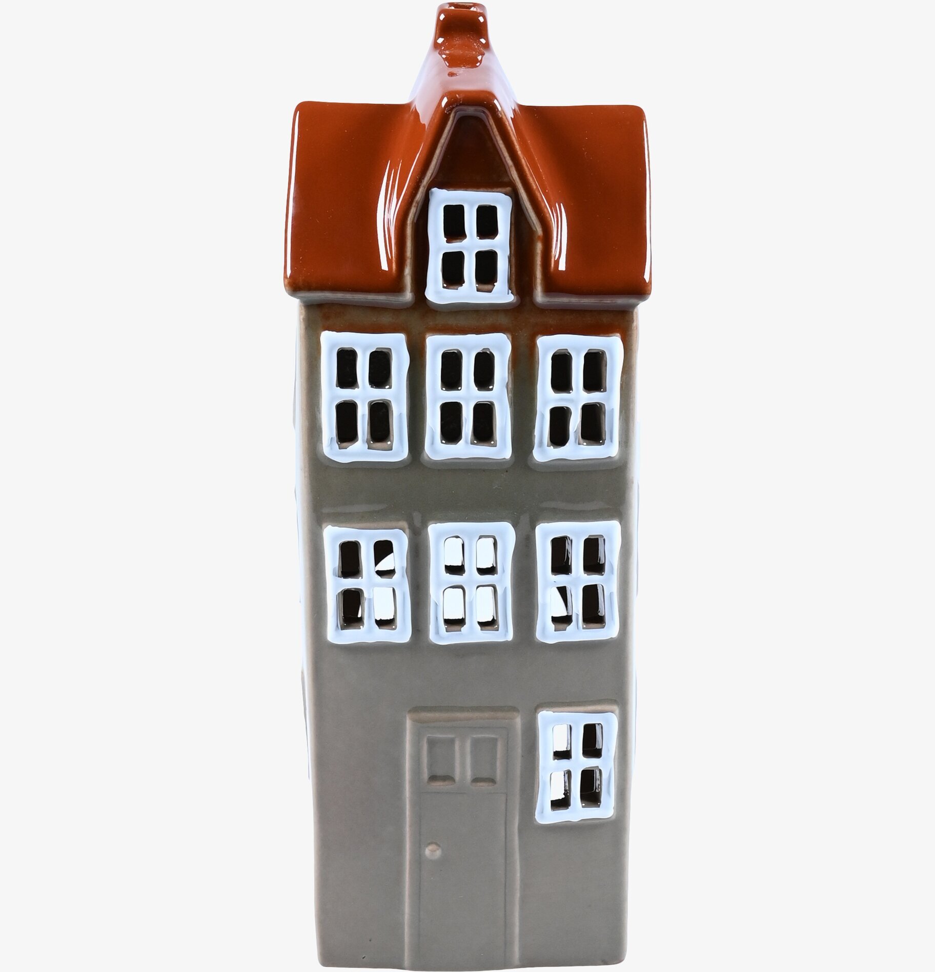 Ljuslykta Hus Grå Stor från Det Gamle Apotek med fönster