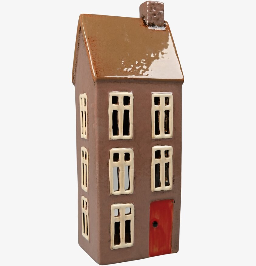 Ljuslykta Hus Lila/Brun Stor från Det Gamle Apotek