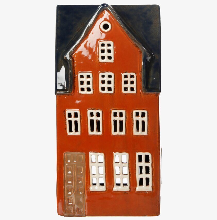 Ljuslykta Hus Brun/Röd Stor från Det Gamle Apotek