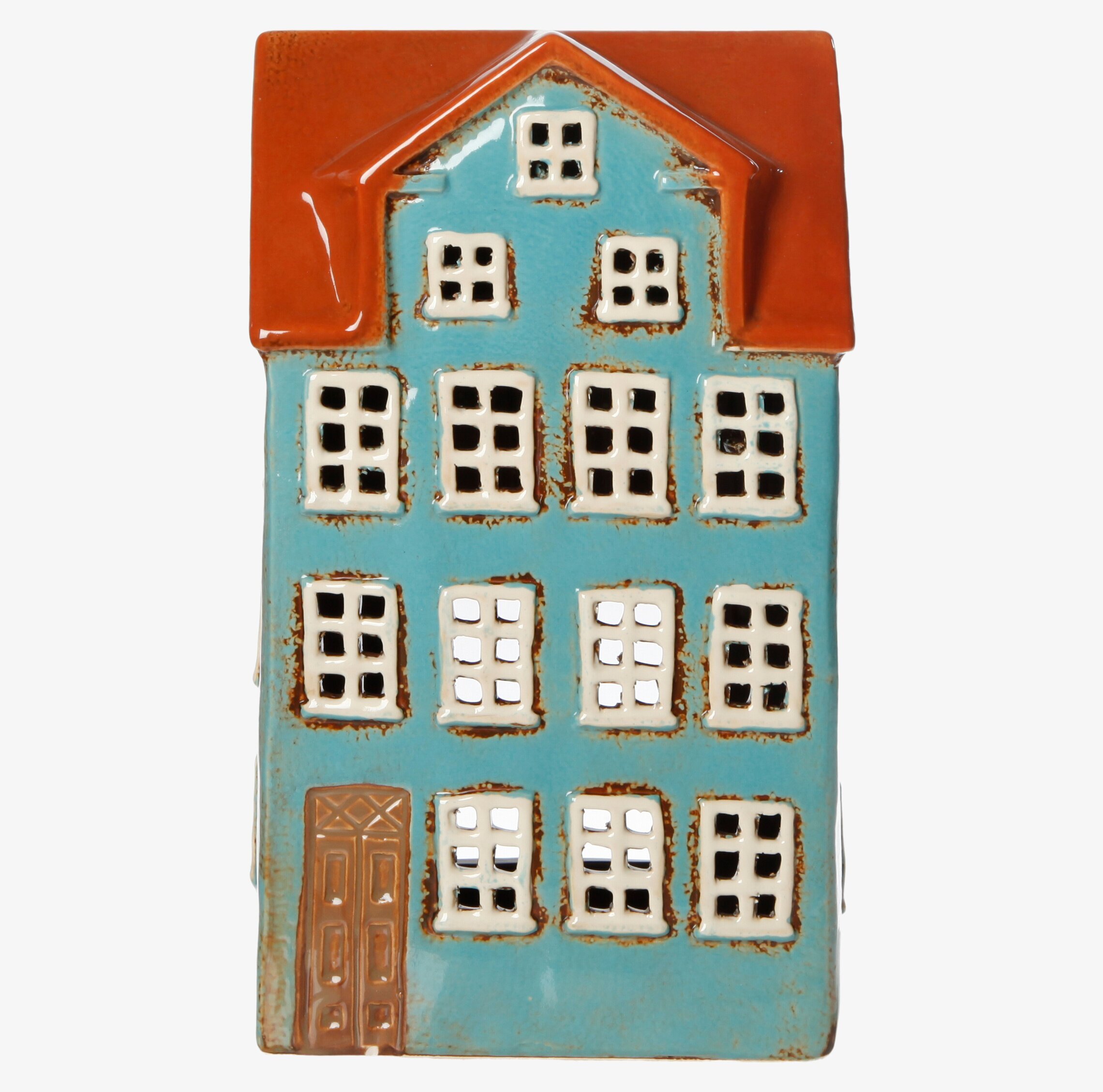 Ljuslykta Hus Grön/Blå Stor från Det Gamle Apotek