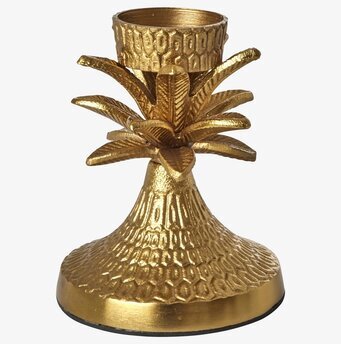 Bild av unik ljusstake med palmblad i guldfinish