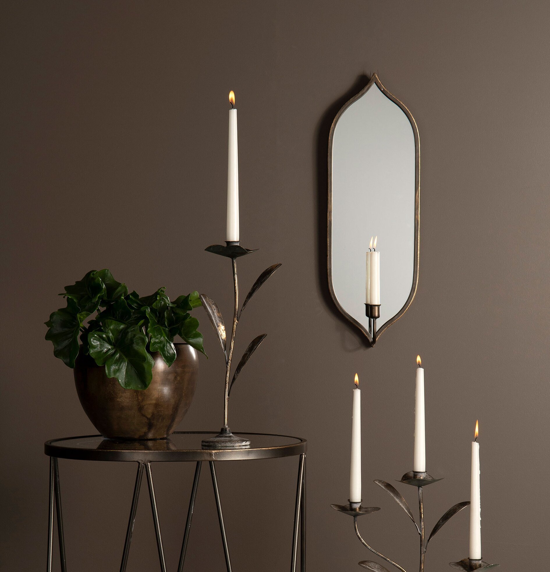Ljuslampett Spegel Vägg Antik Mässing från A Lot Decoration