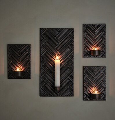 Bild av eleganta väggljushållare med fiskbensmönster