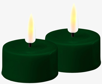 Bild av mörkgröna LED-värmeljus med realistisk glöd