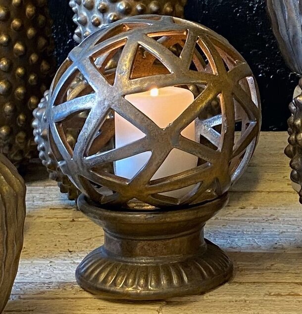 Ljuslykta Keramik Klot Brons från Västanvinden på träyta