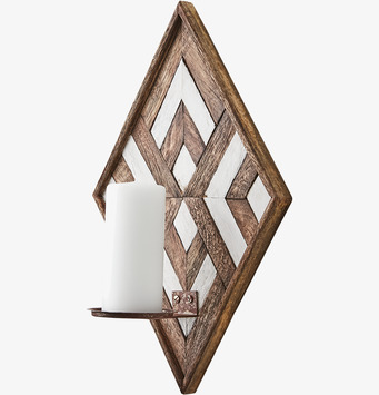 Bild av geometrisk väggljushållare i brunt och vitt