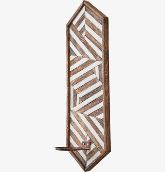 Bild av geometrisk väggljushållare i brun och vit design