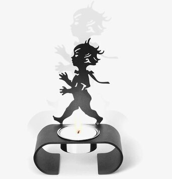 Bild av elegant svart värmeljushållare med silhuett