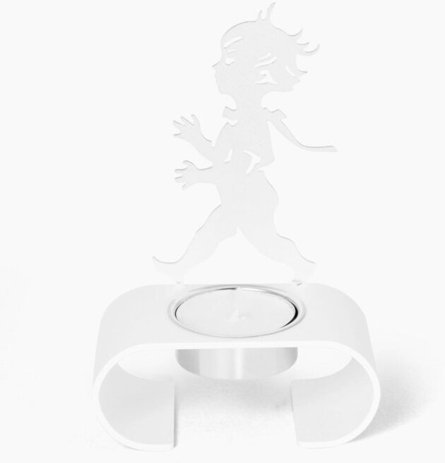 Värmeljushållare Silhuett Vit från Solstickan med pojksilhuett