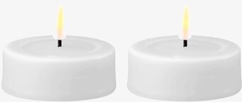 Bild av två stilrena vita LED-värmeljus i 2-pack